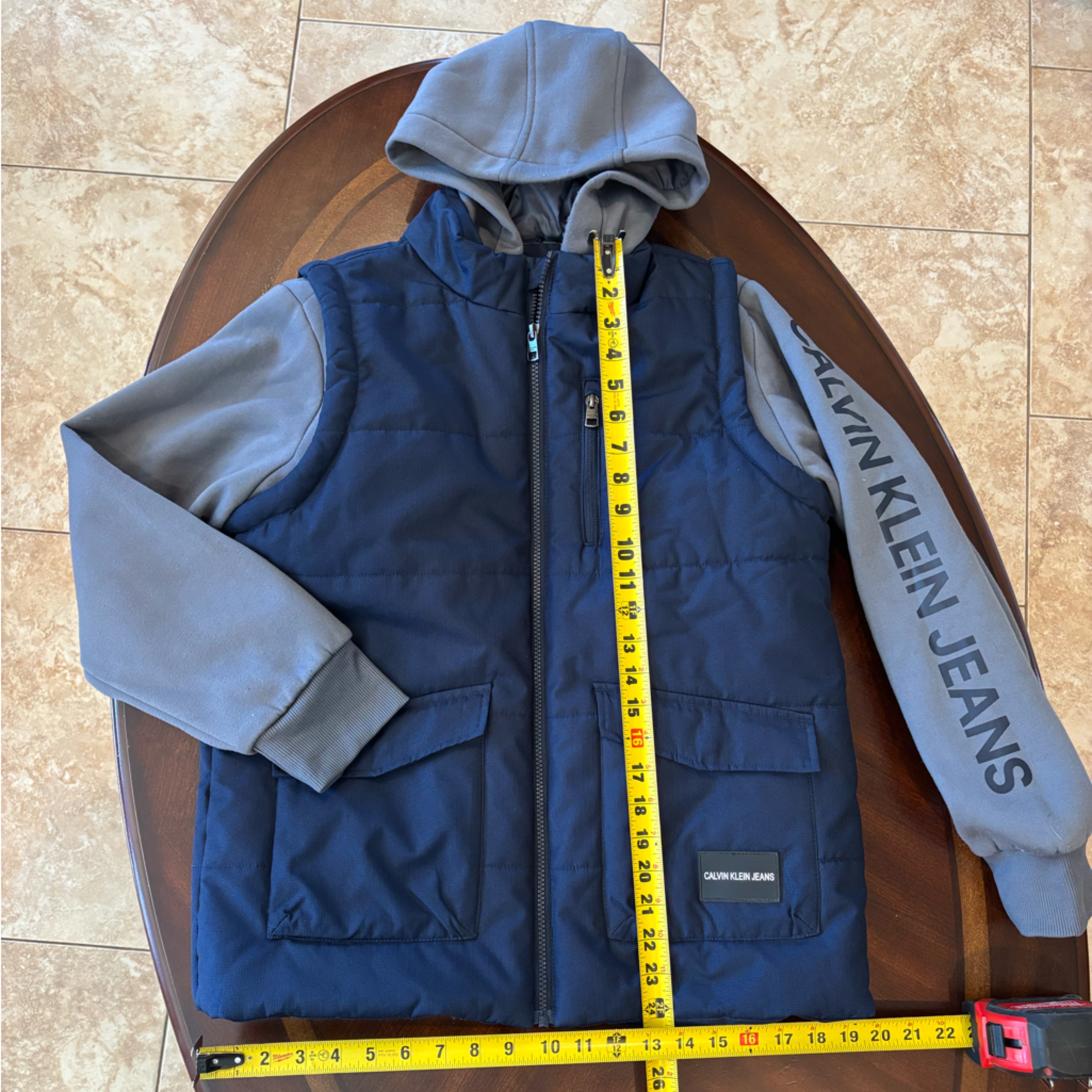 Calvin Klein Jeans Youth Boys Blue And Gray Jacket - Sz Xl 18/20